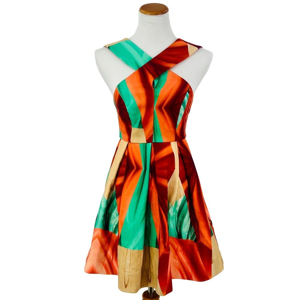 NWT AQ/AQ Multicolored Crisscross Strap Fit & Flare Mini Dress 4 | Avant-Garde - Picture 2 of 16